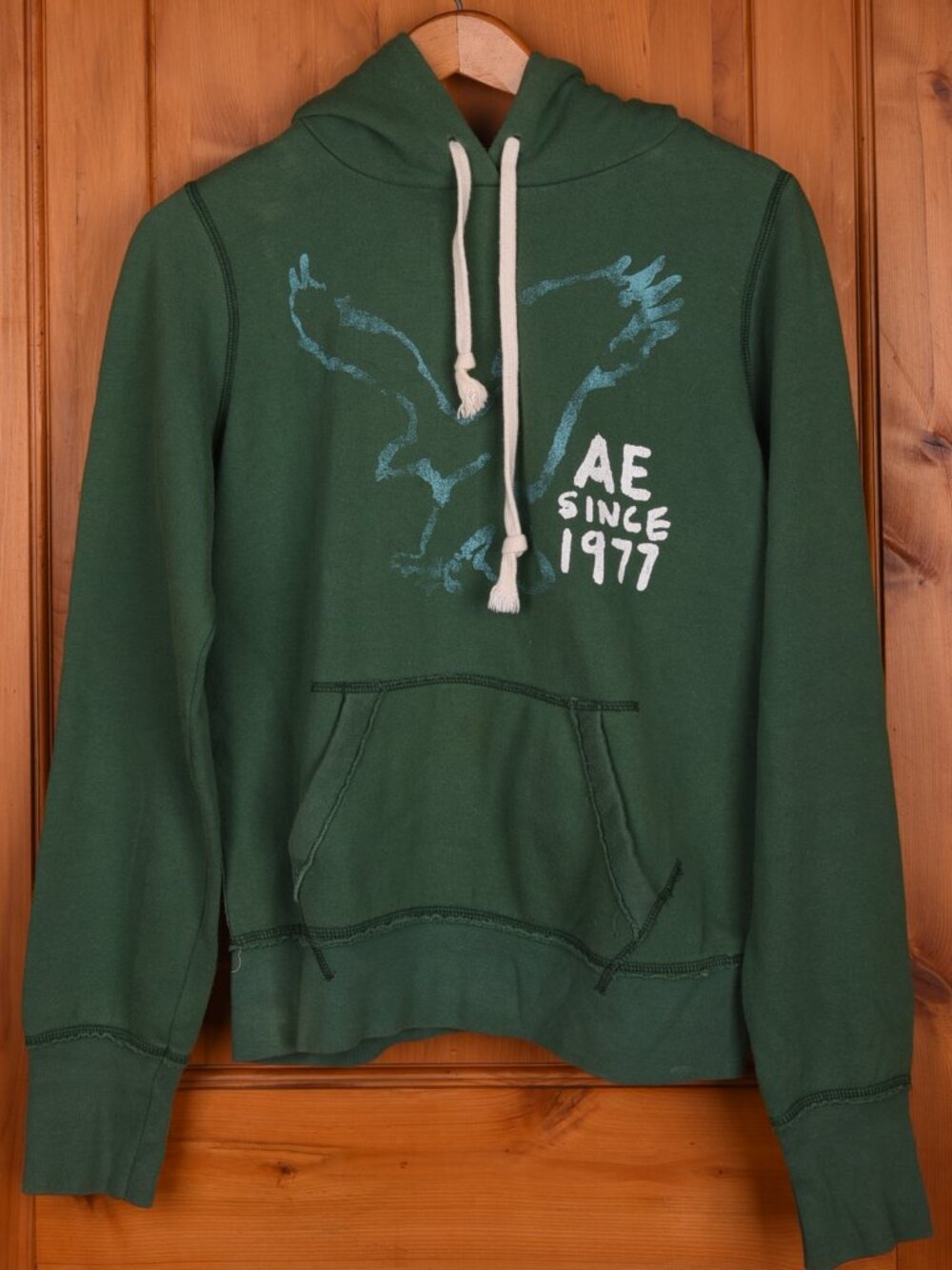 Vintage American Eagle Y2K Green Graphic Hoodie - Size Medium